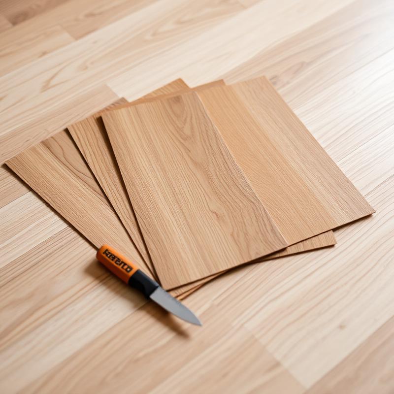 Luxury vinyl plank samples in warm oak tones